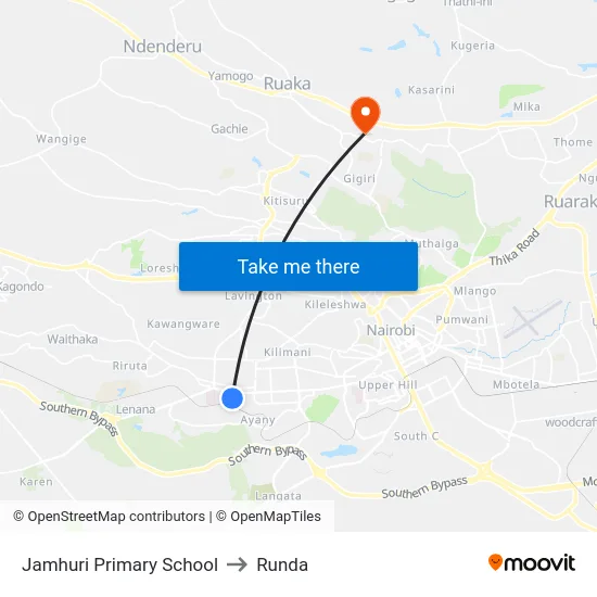 Jamhuri Primary School to Runda map