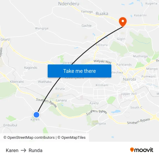 Karen to Runda map