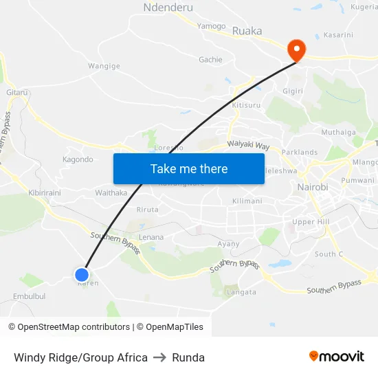 Windy Ridge/Group Africa to Runda map
