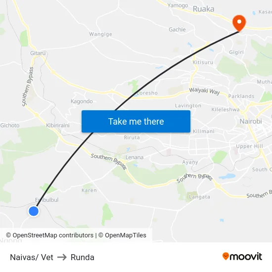 Naivas/ Vet to Runda map