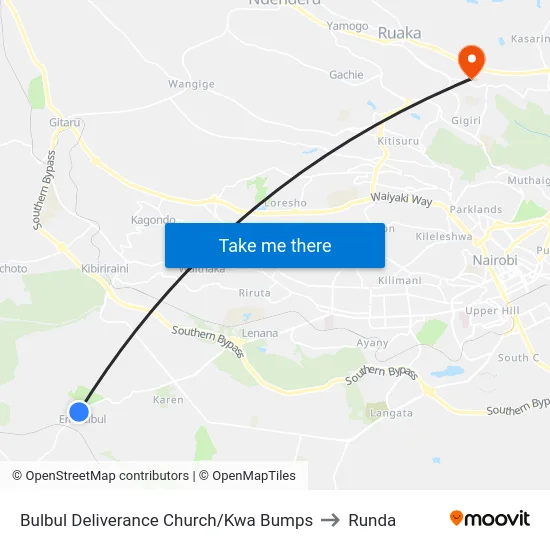 Bulbul Deliverance Church/Kwa Bumps to Runda map