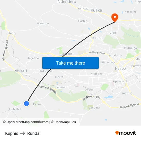 Kephis to Runda map