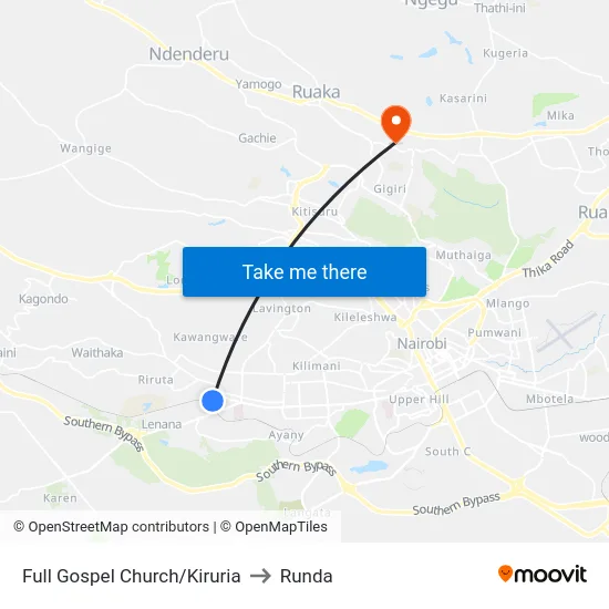 Full Gospel Church/Kiruria to Runda map