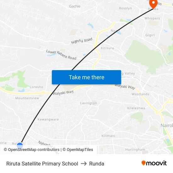 Riruta Satellite Primary School to Runda map