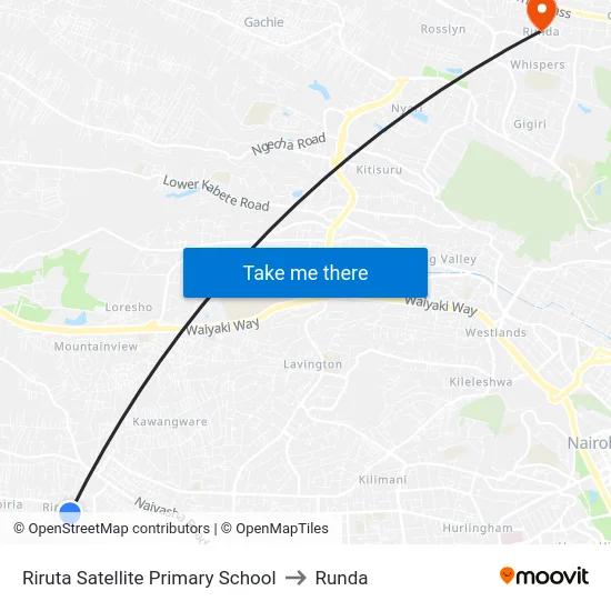 Riruta Satellite Primary School to Runda map