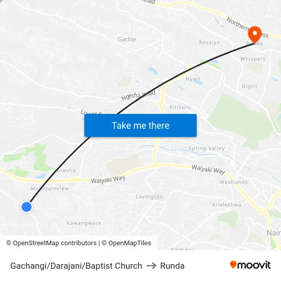Gachangi/Darajani/Baptist Church to Runda map