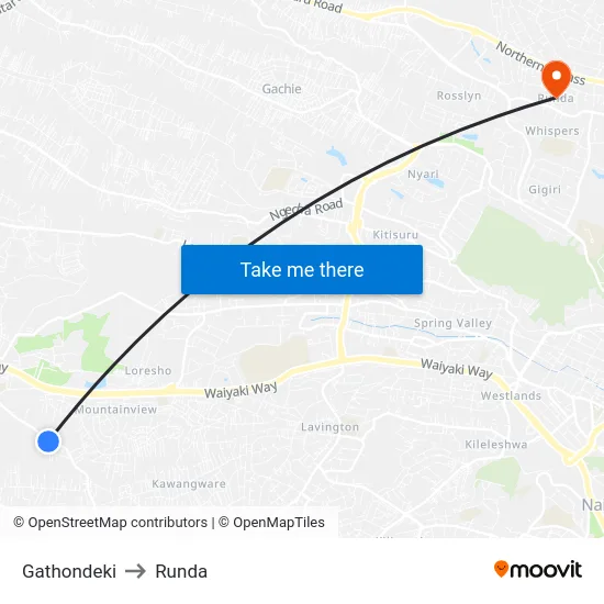 Gathondeki to Runda map