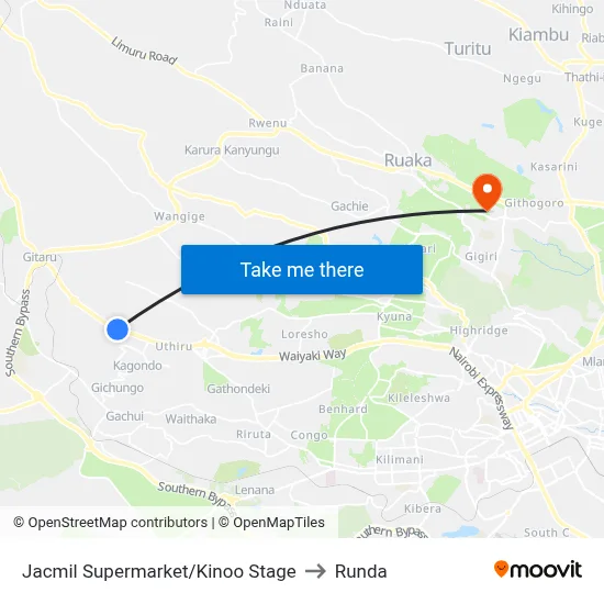 Jacmil Supermarket/Kinoo Stage to Runda map