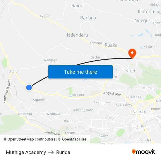 Muthiga Academy to Runda map