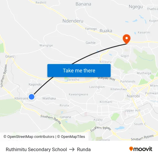 Ruthimitu Secondary School to Runda map