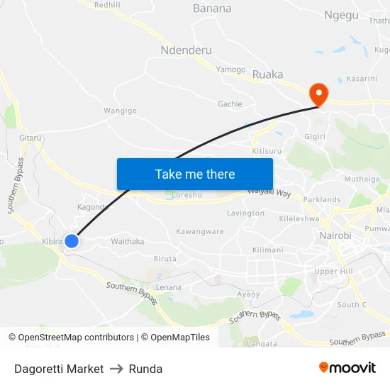 Dagoretti Market to Runda map
