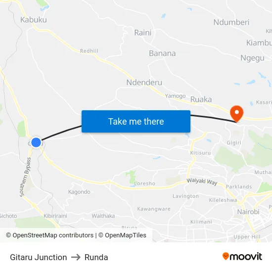 Gitaru Junction to Runda map