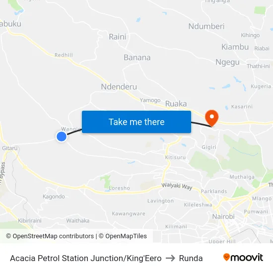 Acacia Petrol Station Junction/King'Eero to Runda map