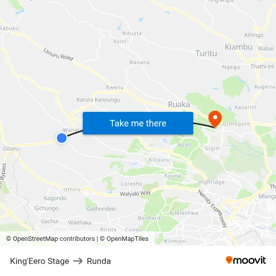 King'Eero Stage to Runda map