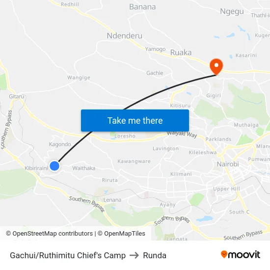 Gachui/Ruthimitu Chief's Camp to Runda map