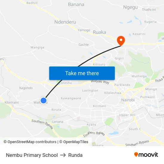 Nembu Primary School to Runda map