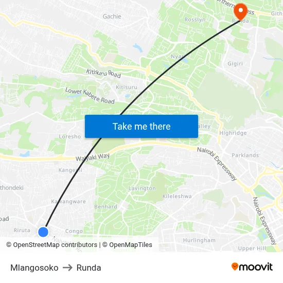 Mlangosoko to Runda map