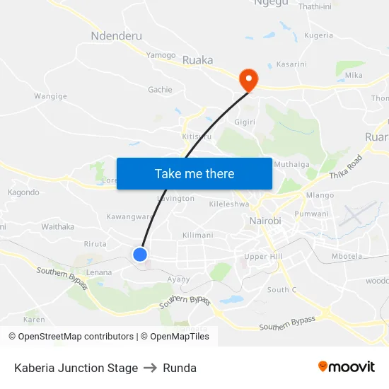 Kaberia Junction Stage to Runda map