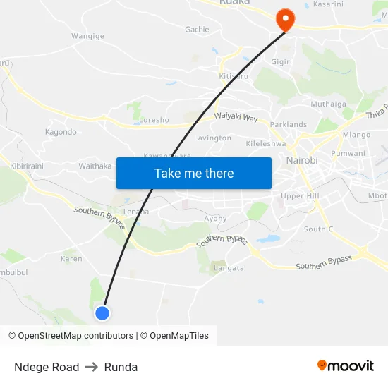 Ndege Road to Runda map