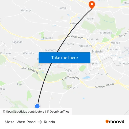Masai West Road to Runda map