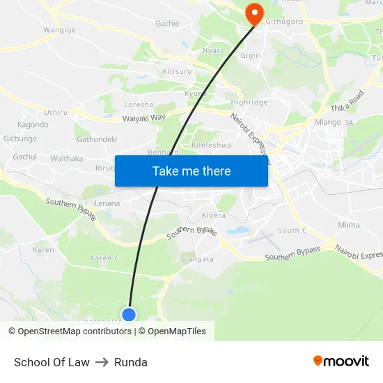 School Of Law to Runda map