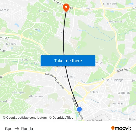 Gpo to Runda map