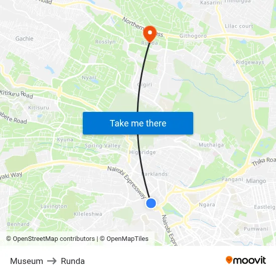 Museum to Runda map