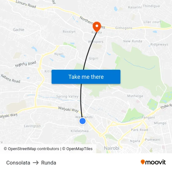 Consolata to Runda map