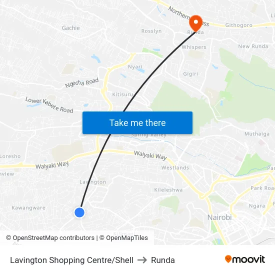Lavington Shopping Centre/Shell to Runda map