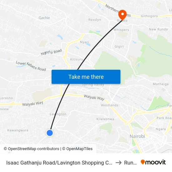 Isaac Gathanju Road/Lavington Shopping Centre to Runda map