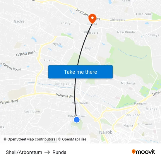 Shell/Arboretum to Runda map