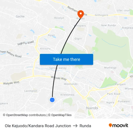 Ole Kejuodo/Kandara Road Junction to Runda map