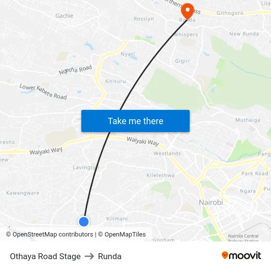 Othaya Road Stage to Runda map