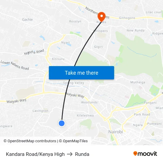 Kandara Road/Kenya High to Runda map