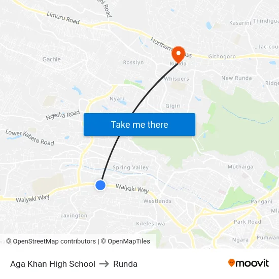 Aga Khan High School to Runda map