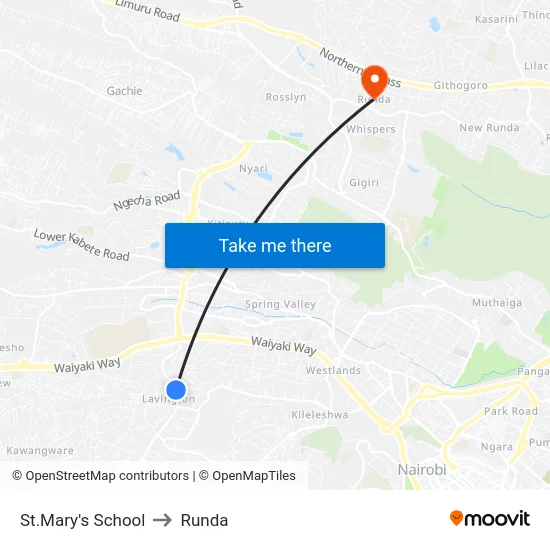 St.Mary's School to Runda map