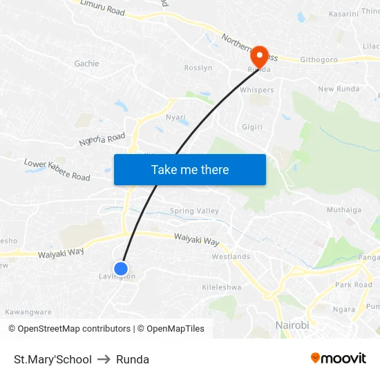 St.Mary'School to Runda map