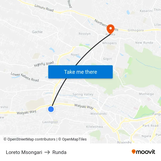 Loreto Msongari to Runda map