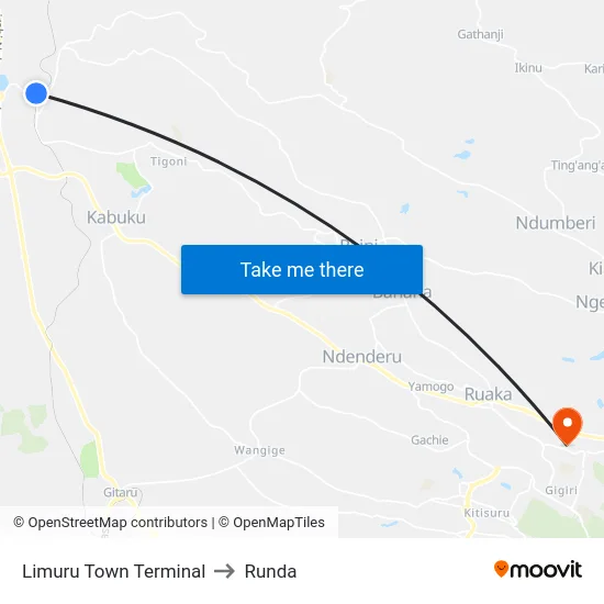 Limuru Town Terminal to Runda map