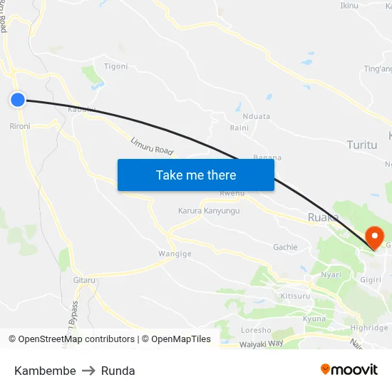 Kambembe to Runda map