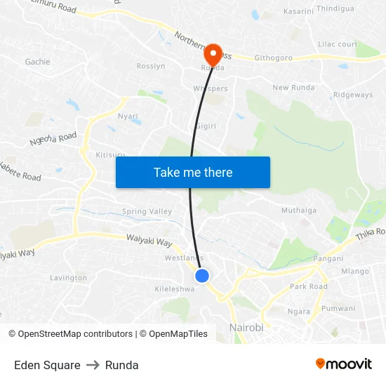 Eden Square to Runda map