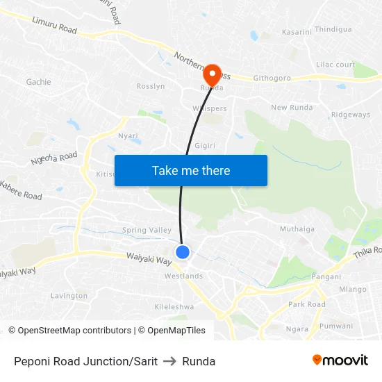 Peponi Road Junction/Sarit to Runda map