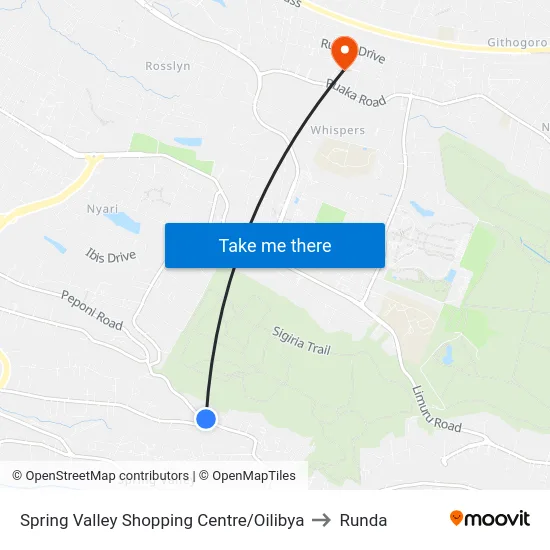 Spring Valley Shopping Centre/Oilibya to Runda map