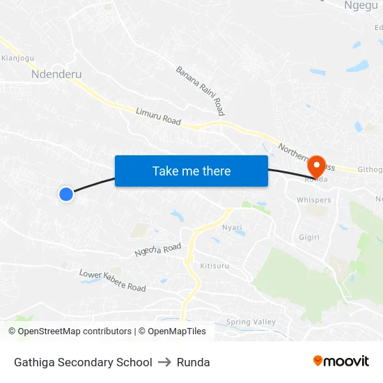 Gathiga Secondary School to Runda map