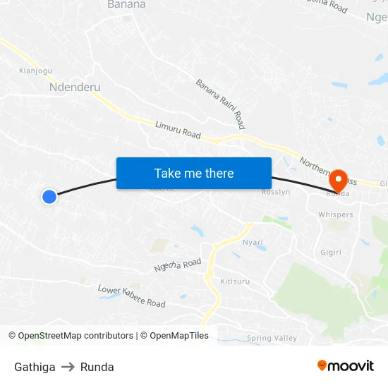 Gathiga to Runda map