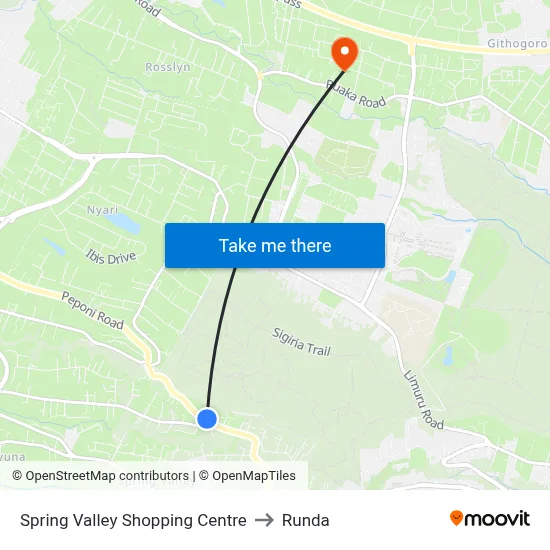 Spring Valley Shopping Centre to Runda map