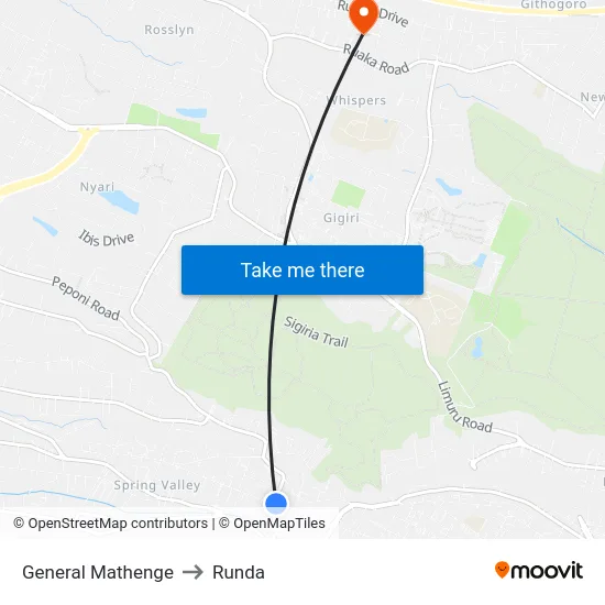 General Mathenge to Runda map