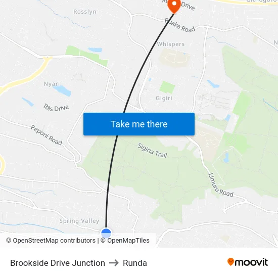 Brookside Drive Junction to Runda map