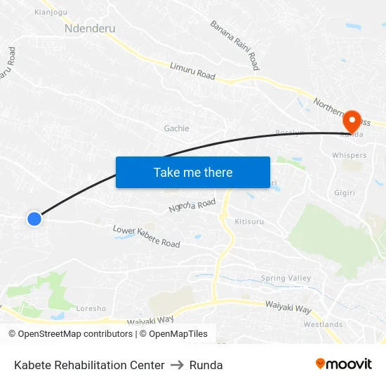 Kabete Rehabilitation Center to Runda map