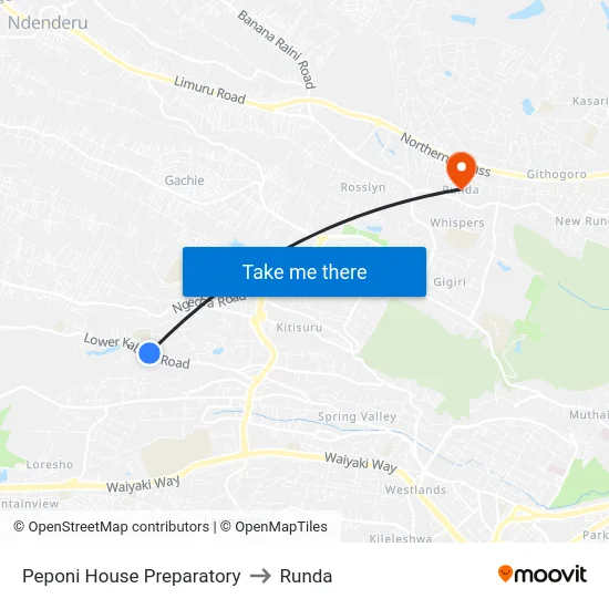Peponi House Preparatory to Runda map